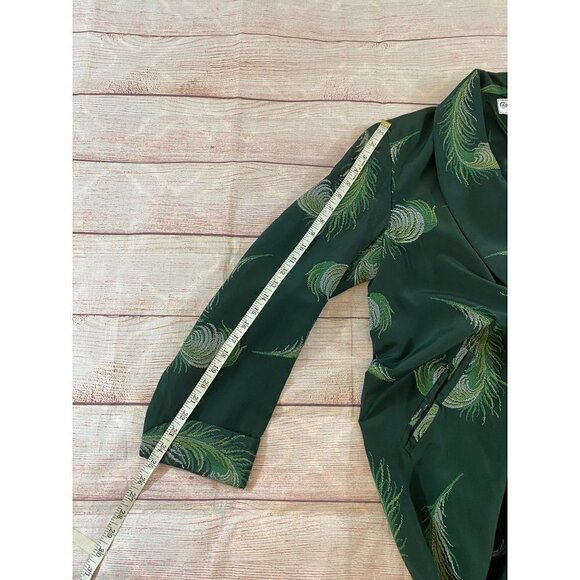 Vintage Cain Sloan Peacock Green Dressing Coat - L/XL - Picture 9 of 12